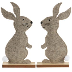 2 Deko Osterhasen aus Filz und Holz 34 cm