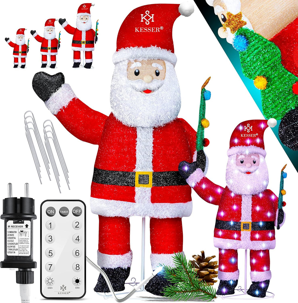Wetterfeste LED-Weihnachtsmannfigur mit Fernbedienung, ideal als auffällige Dekoration drinnen und draußen