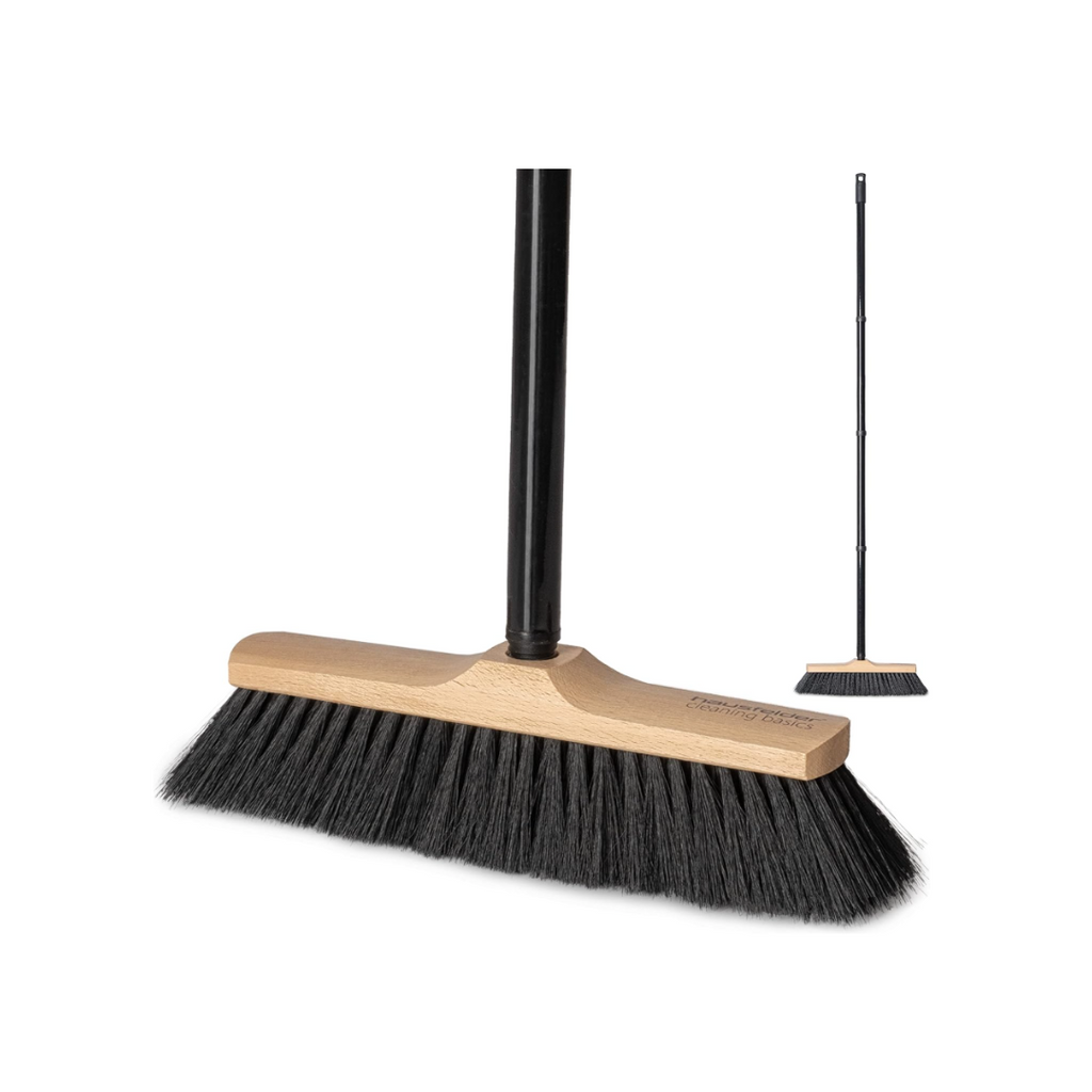 Besen mit Stiel, Zimmerbesen 30 cm breit, Kehrbesen mit weichen Borsten für innen, Stubenbesen und Haushaltsbesen Indoor