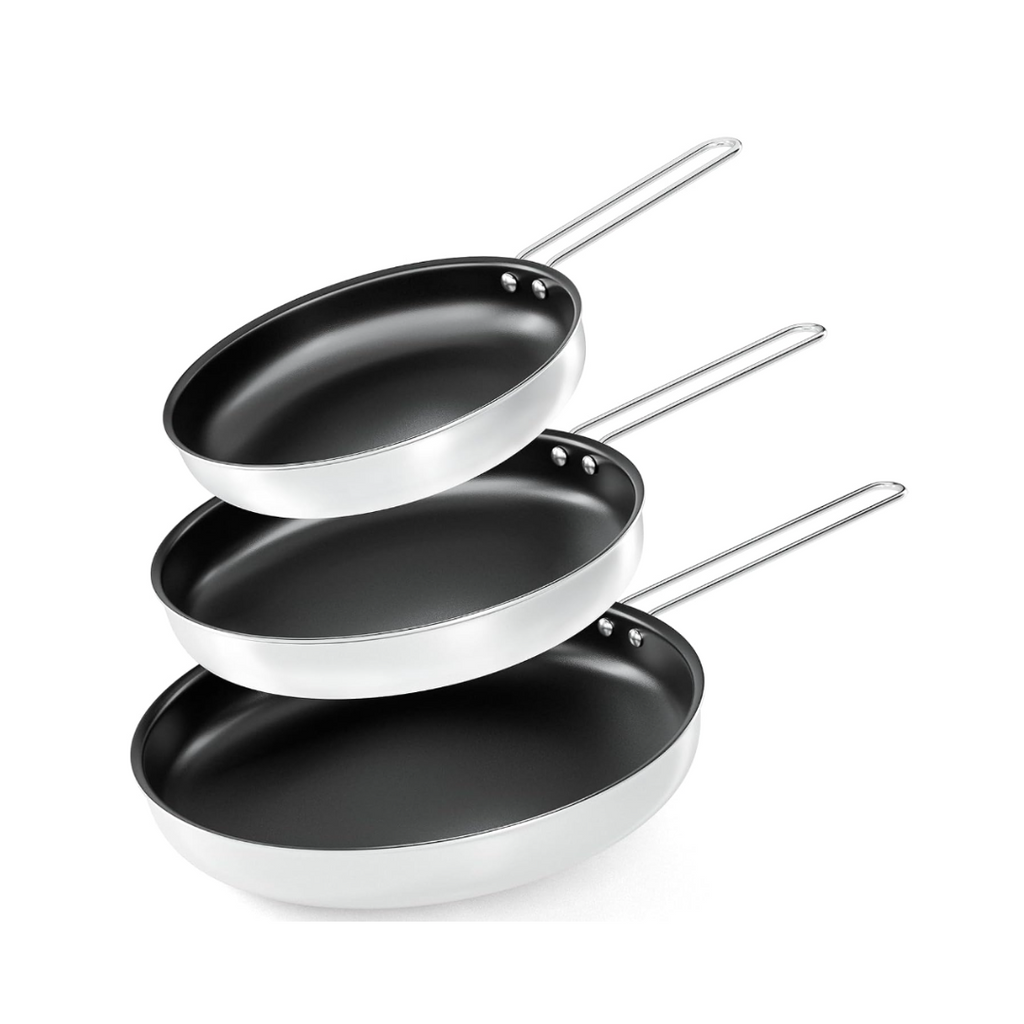 Bratpfannen,3-teiliges Pfannen-Set 22/26/30 cm, 4-Schicht-Edelstahl-Antihaftpfanne,Sichere Antihaftversiegelung