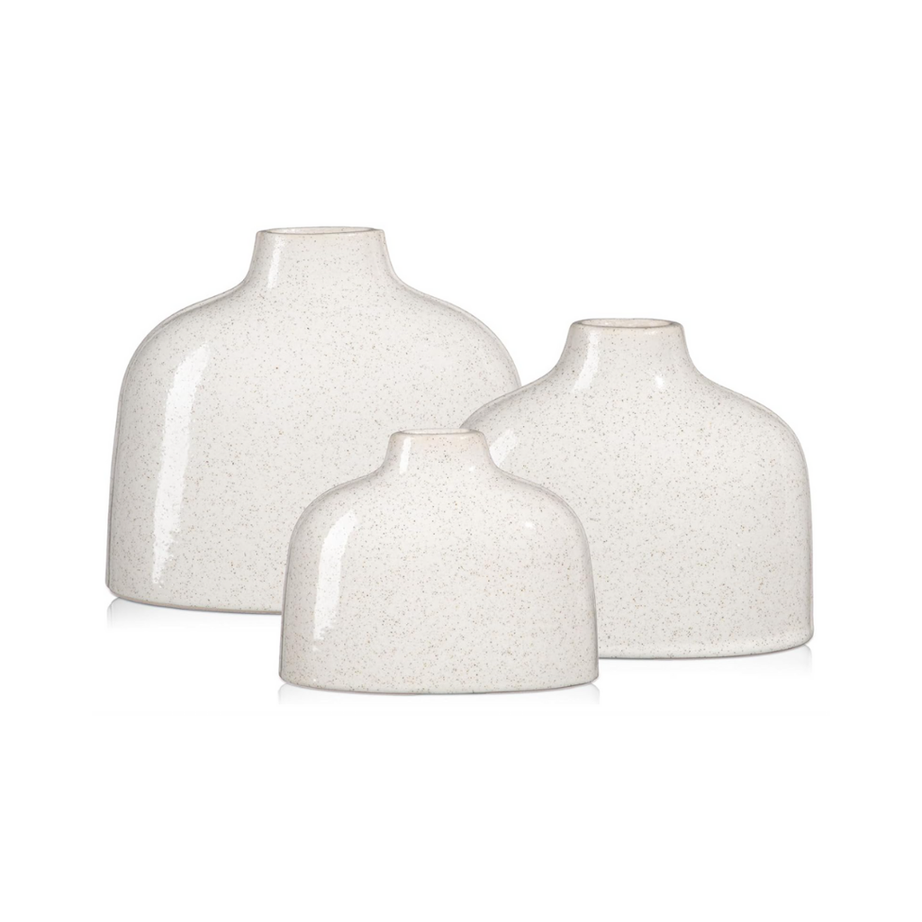 Dekovase 3er Set Keramik Vase Blumenvase Pampasgras Vasen Glänzend Sandfarbe