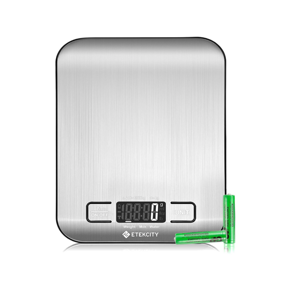 ETEKCITY Küchenwaage, digital 5KG mit großem LCD-Display,Digitalwaage, Briefwaage mit Großer Edelstahl Wiegefläche