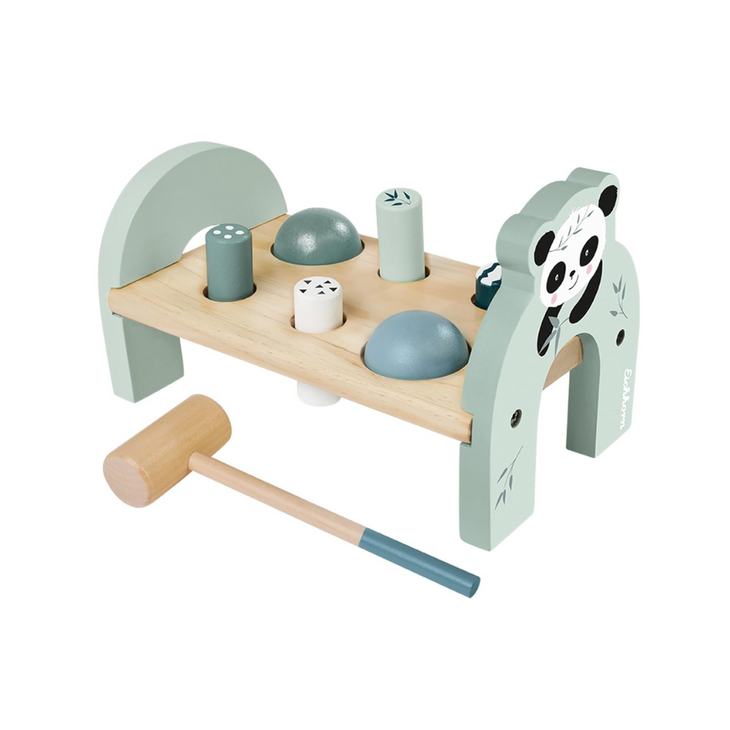 Eichhorn - Klopfbank mit 4 Klopfstiften und 2 Kugeln, inkl. Hammer, 8 teilig, 23x12,5x14,5 cm groß, aus Birkenholz, ab 1 Jahr