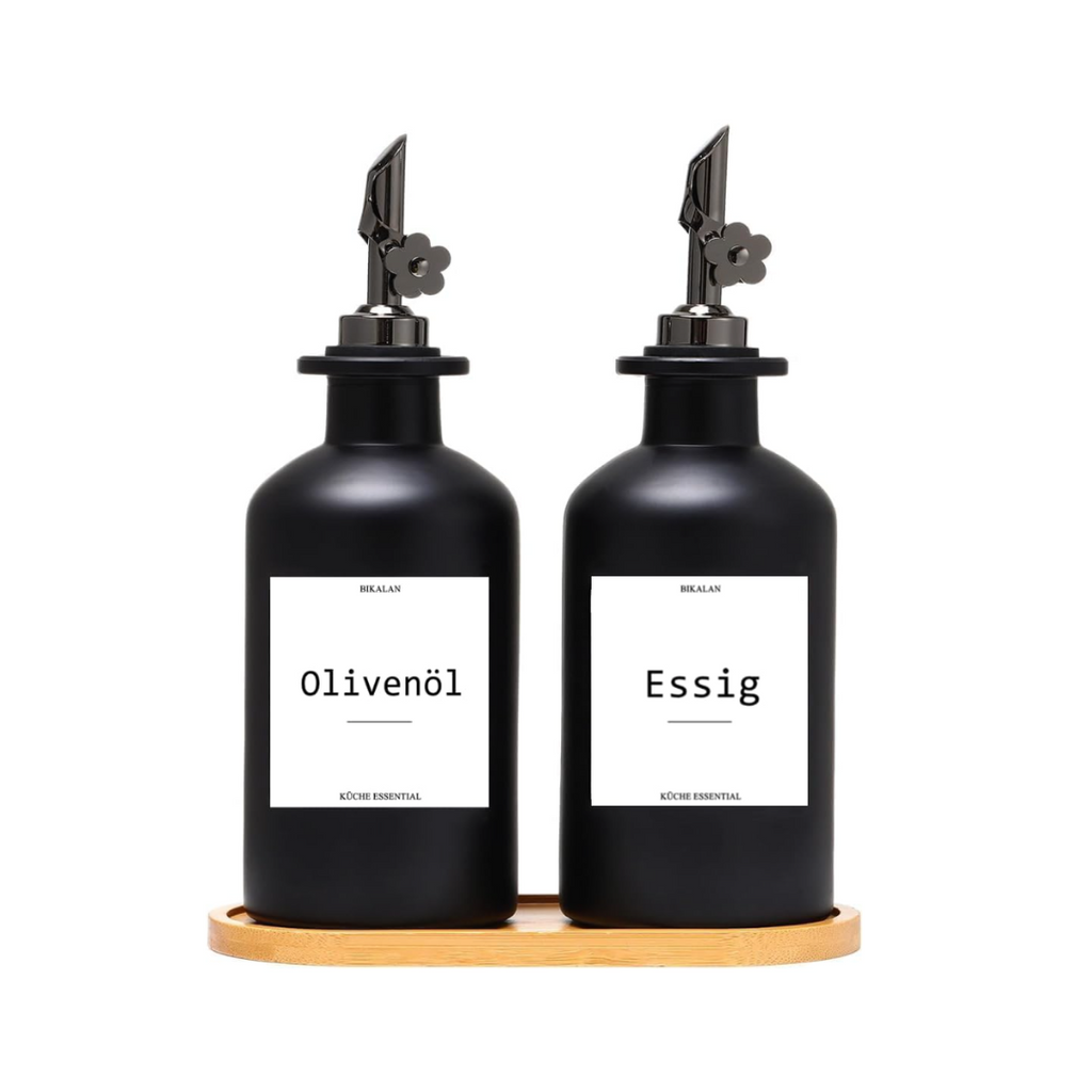 Essig und Ölflaschen Set, 350ml x 2 Ölflasche, Olivenöl Flasche Set, Ölspender, Automatisches Öffnen und Schließen Olivenöl Flasche