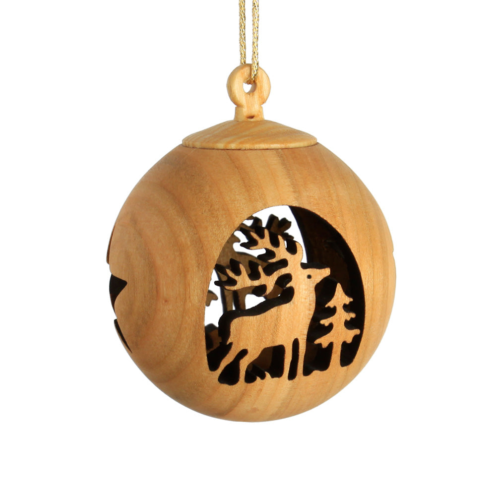 Weihnachtskugel handgesägt aus geöltem Laubholz 