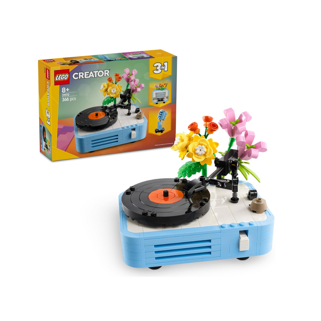 LEGO Creator 3in1 Plattenspieler mit Blumen - Spielzeug umbaubar in Radio oder Mikrofon - Musik Spielzeuge für Kinder