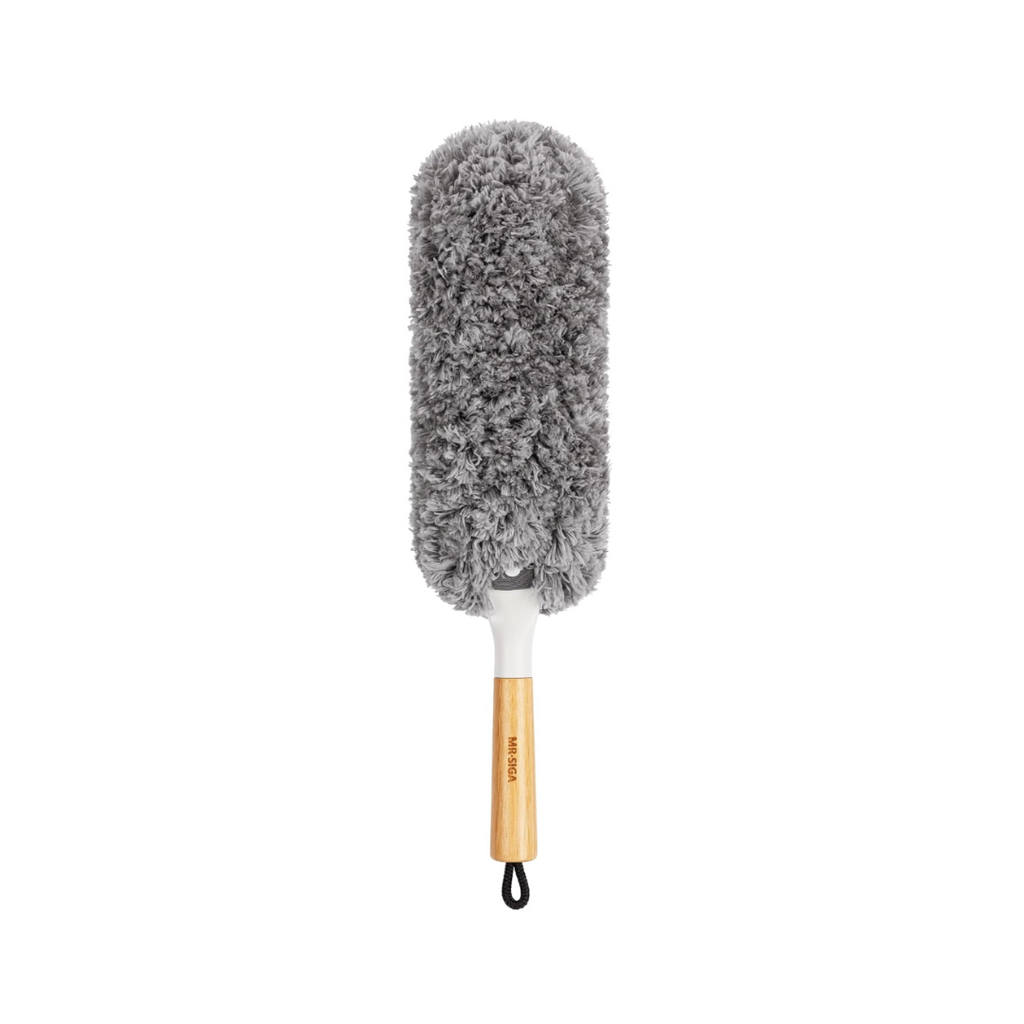 MR.SIGA Staubwedel Mikrofaser, waschbar Staubwischer mit Bambusgriff, Staubmagnet für Haushaltreinigung