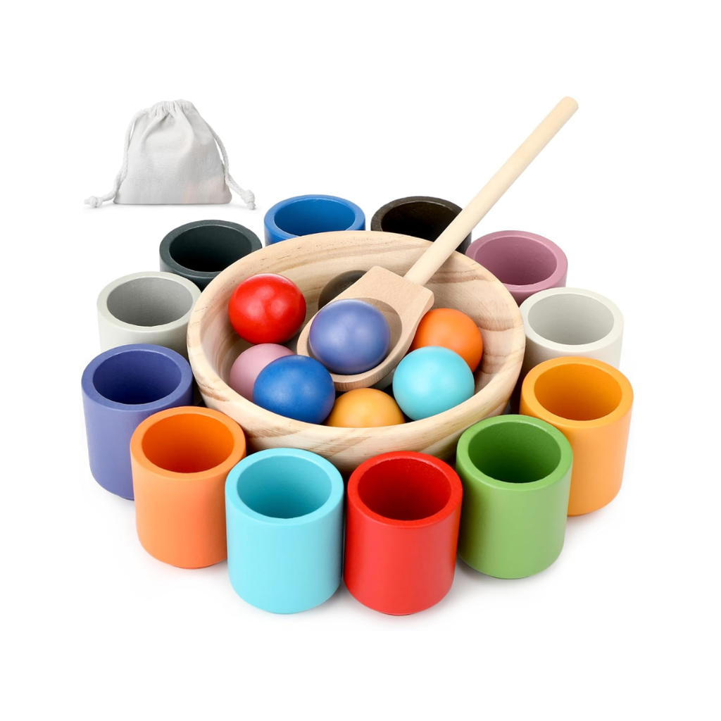 Montessori Holzspielzeug, Montessori Ball Sortierspiel, Holz Sortier Stapelspielzeug