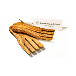 Salatbesteck aus Olivenholz/Servierbesteck in Handform