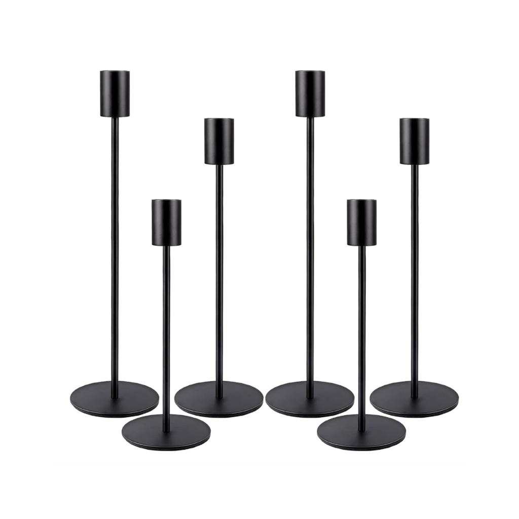 Schwarzen Kerzenhaltern Set 6, Dekorativer Kerzenhalter, Hochzeit Kerze Stand, Kegelkerzenhalter für Party
