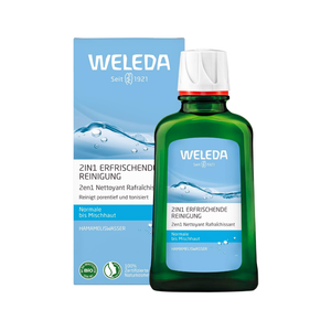 WELEDA Bio 2in1 Erfrischende Reinigung, Naturkosmetik Gesichtswasser und Make-up Entferner zur porentiefen Reinigung und Pflege von Gesicht, Haut und Hals (1 x 100 ml)