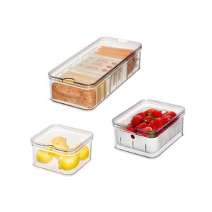 iDesign Aufbewahrungsboxen, Kühlschrank Organizer mit Deckel im 3er Set