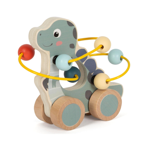 small foot Schiebetier mit Motorikschleife „Dino“, aus FSC 100%-zertifiziertem Holz, für Kinder ab 12 Monaten, 12615