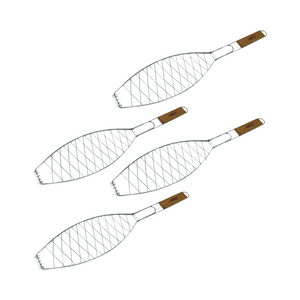 ToCi 4X Fischgriller (Silber) mit Holzgriff
