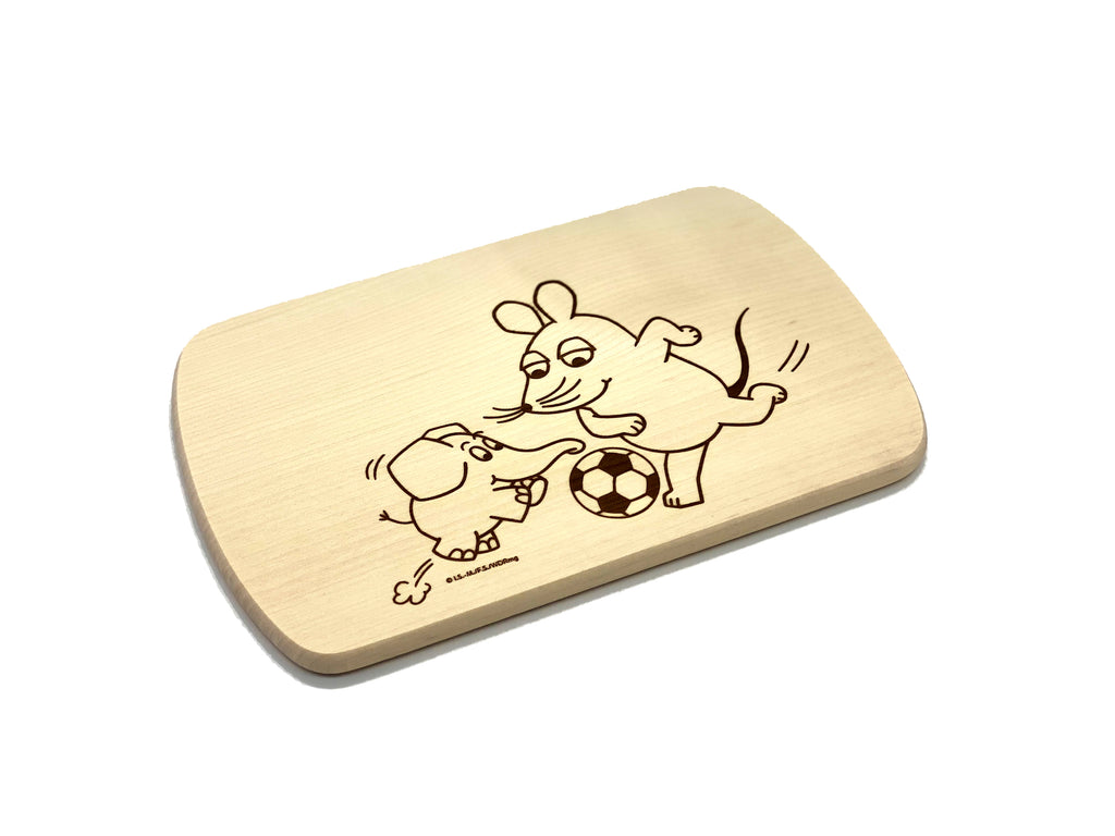 Brettchen mit Motiv WDR Maus und  Elefant mit Fußball (24 cm)