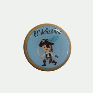 Milchzahndöschen mit farbigem Schraubverschluss "Pirat"