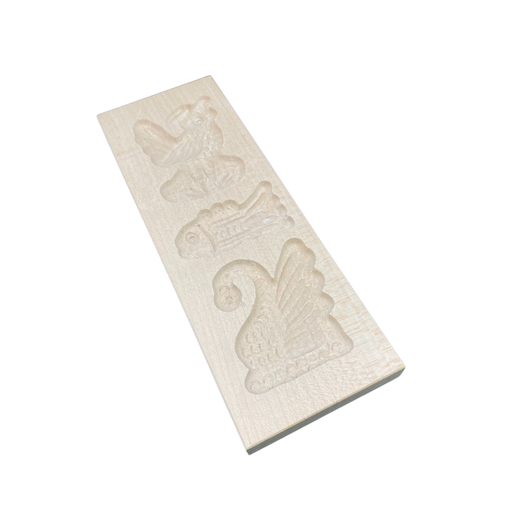 Die Holzwarenfabrik Spekulatiusform 3 Bilder Schwan Fisch Hase 25 cm mal 9 cm