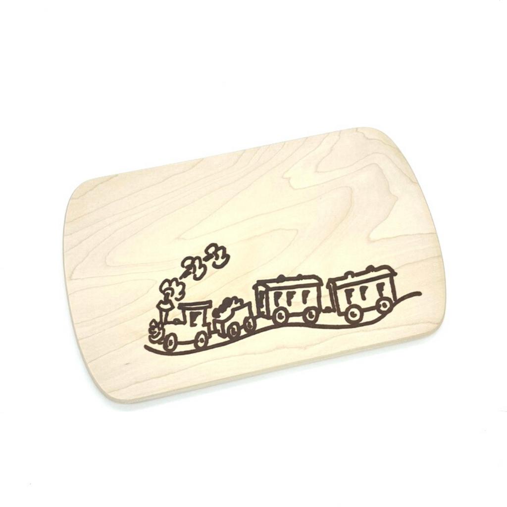 Brettchen mit bergiger Eisenbahn Einbrand (24 cm)