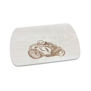 Die Holzwarenfabrik Frühstücksbrett Ahorn mit Motiv "Motorrad" Gesamtansicht