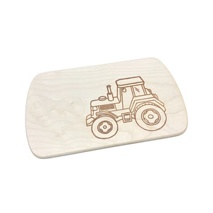 Die Holzwarenfabrik Frühstücksbrett Ahorn mit Motiv "Trecker eckig" Gesamtansicht