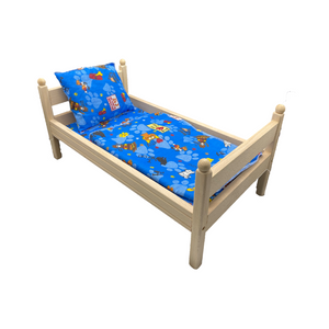 Die Holzwarenfabrik Puppenbett mit Bezug in blau  (55 cm)