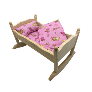 Die Holzwarenfabrik Puppenwiege mit Bezug in rosa (44 cm)